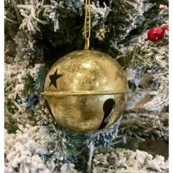 3.35 In. Gold Foil Metal Jingle Bell Christmas Ornament (6-Pack) -Christmas Decor Shop haute decor christmas ornament sets b850686 31 1000