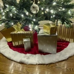 54 In. Burgundy Velvet Fabric Christmas Tree Skirt -Christmas Decor Shop haute decor christmas tree skirts dcts0001 31 1000