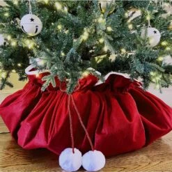 80 In. Burgundy Polyester Santa Bag Christmas Tree Skirt 8 80 In. Burgundy Polyester Santa Bag Christmas Tree Skirt -Christmas Decor Shop haute decor christmas tree skirts sbts8001 4f 1000