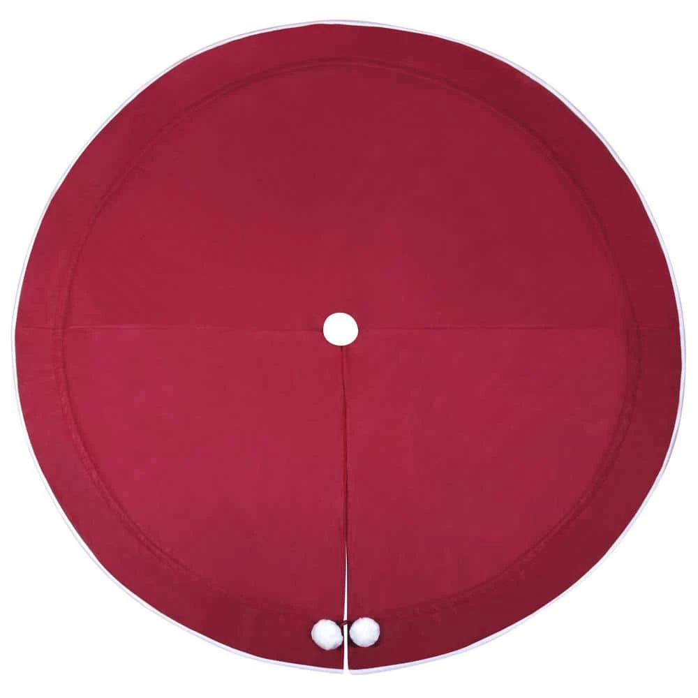 80 In. Burgundy Polyester Santa Bag Christmas Tree Skirt 3 80 In. Burgundy Polyester Santa Bag Christmas Tree Skirt