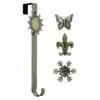 15.75 In. Artificial Antique Brass Adjustable Wreath Hanger With Sun, Snowflake, Butterfly And Fleur De Lis Icons -Christmas Decor Shop haute decor wreath hangers aeb396 64 1000