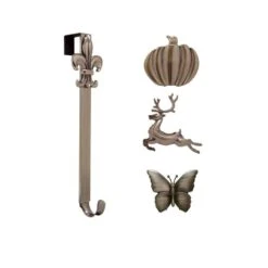 15.75 In. Oil-Rubbed Bronze Adjustable Wreath Hanger With Butterfly, Reindeer, Pumpkin, And Fleur De Lis Icons