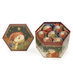 Peaceful Nights Snowman Christmas Tree Ornaments In Decorative Box (Set Of 14) 13 Peaceful Nights Snowman Christmas Tree Ornaments In Decorative Box (Set Of 14) -Christmas Decor Shop hemsly inc christmas ornament sets 10221 fa 1000