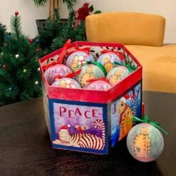 Christmas Cat Christmas Tree Ornaments In Decorative Box (Set Of 14) -Christmas Decor Shop hemsly inc christmas ornament sets 10228 44 1000