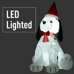 HOMCOM 6 Ft. Pre-Lit LED Puppy Wearing Santa Hat Christmas Inflatable With Red And White Lights -Christmas Decor Shop homcom christmas inflatables 844 245 1f 1000