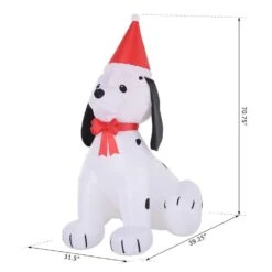 HOMCOM 6 Ft. Pre-Lit LED Puppy Wearing Santa Hat Christmas Inflatable With Red And White Lights -Christmas Decor Shop homcom christmas inflatables 844 245 4f 1000
