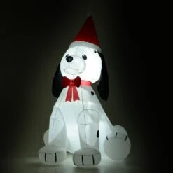 HOMCOM 6 Ft. Pre-Lit LED Puppy Wearing Santa Hat Christmas Inflatable With Red And White Lights