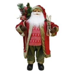 Home Accents Holiday 3 Ft Christmas Santa With Present Bag And Skis