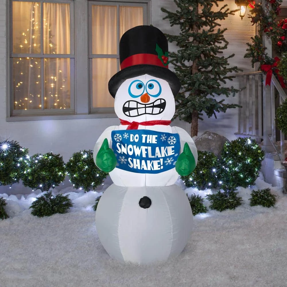 Home Accents Holiday 6 Ft. Pre-Lit Life Size Airblown Inflatable Shivering Snowman 4 Home Accents Holiday 6 Ft. Pre-Lit Life Size Airblown Inflatable Shivering Snowman - Image 2