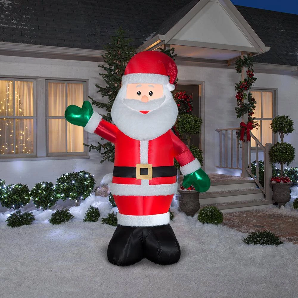 Home Accents Holiday 8 Ft. Pre-Lit Giant Airblown Inflatable Fuzzy Santa With Metallic Detail 4 Home Accents Holiday 8 Ft. Pre-Lit Giant Airblown Inflatable Fuzzy Santa With Metallic Detail - Image 2
