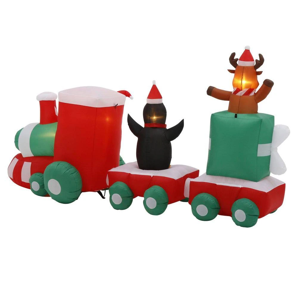 Home Accents Holiday 6 Ft. H X 11.5 Ft. L Pre-Lit Airblown Inflatable Christmas Train Scene With Santa, Penguin And Reindeer 6 Home Accents Holiday 6 Ft. H X 11.5 Ft. L Pre-Lit Airblown Inflatable Christmas Train Scene With Santa, Penguin And Reindeer - Image 4