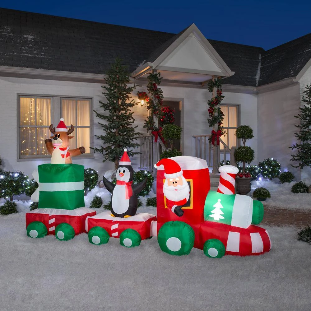 Home Accents Holiday 6 Ft. H X 11.5 Ft. L Pre-Lit Airblown Inflatable Christmas Train Scene With Santa, Penguin And Reindeer 4 Home Accents Holiday 6 Ft. H X 11.5 Ft. L Pre-Lit Airblown Inflatable Christmas Train Scene With Santa, Penguin And Reindeer - Image 2