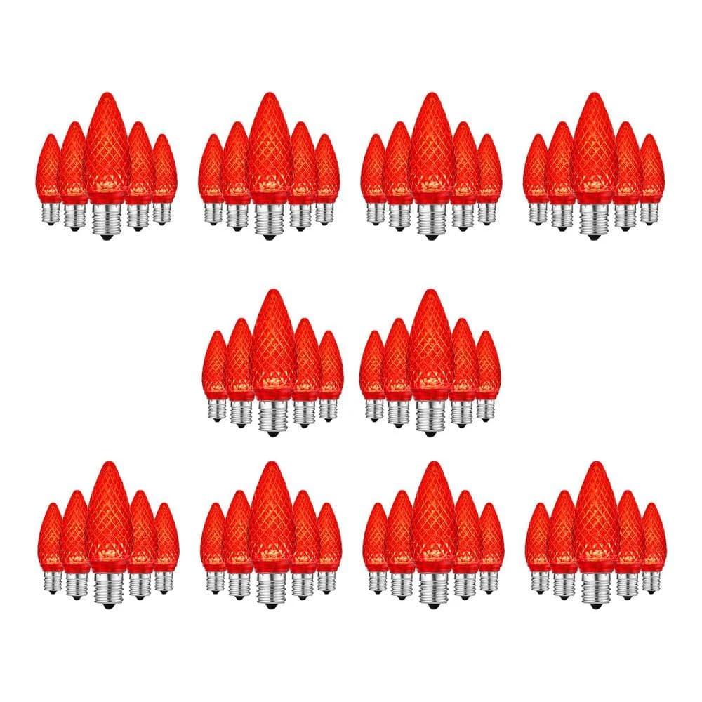 Home Accents Holiday Red Commercial Grade Shatter-Resistant Faceted C9 LED Replacement Bulbs (50-Pack) 5 Home Accents Holiday Red Commercial Grade Shatter-Resistant Faceted C9 LED Replacement Bulbs (50-Pack) - Image 3