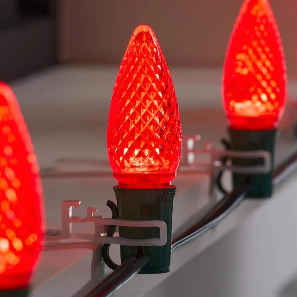 Home Accents Holiday Red Commercial Grade Shatter-Resistant Faceted C9 LED Replacement Bulbs (50-Pack) 6 Home Accents Holiday Red Commercial Grade Shatter-Resistant Faceted C9 LED Replacement Bulbs (50-Pack) - Image 4