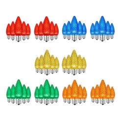 Home Accents Holiday Multi-Colored Commercial Grade Shatter-Resistant Faceted C9 LED Replacement Bulbs (50-Pack) -Christmas Decor Shop home accents holiday christmas light bulbs 23le21213 40 1000