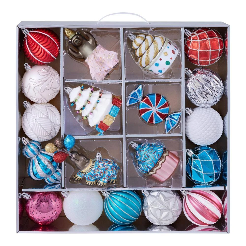 Home Accents Holiday 3.5 In. Multi Color Christmas Ornaments (19-Count) 5 Home Accents Holiday 3.5 In. Multi Color Christmas Ornaments (19-Count) - Image 3