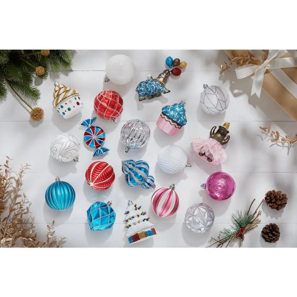 Home Accents Holiday 3.5 In. Multi Color Christmas Ornaments (19-Count) 4 Home Accents Holiday 3.5 In. Multi Color Christmas Ornaments (19-Count) - Image 2