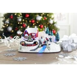 Home Accents Holiday 12.5 In. Animated Musical LED Village With Santa Sleigh -Christmas Decor Shop home accents holiday christmas villages nm x11647fa 4f 1000