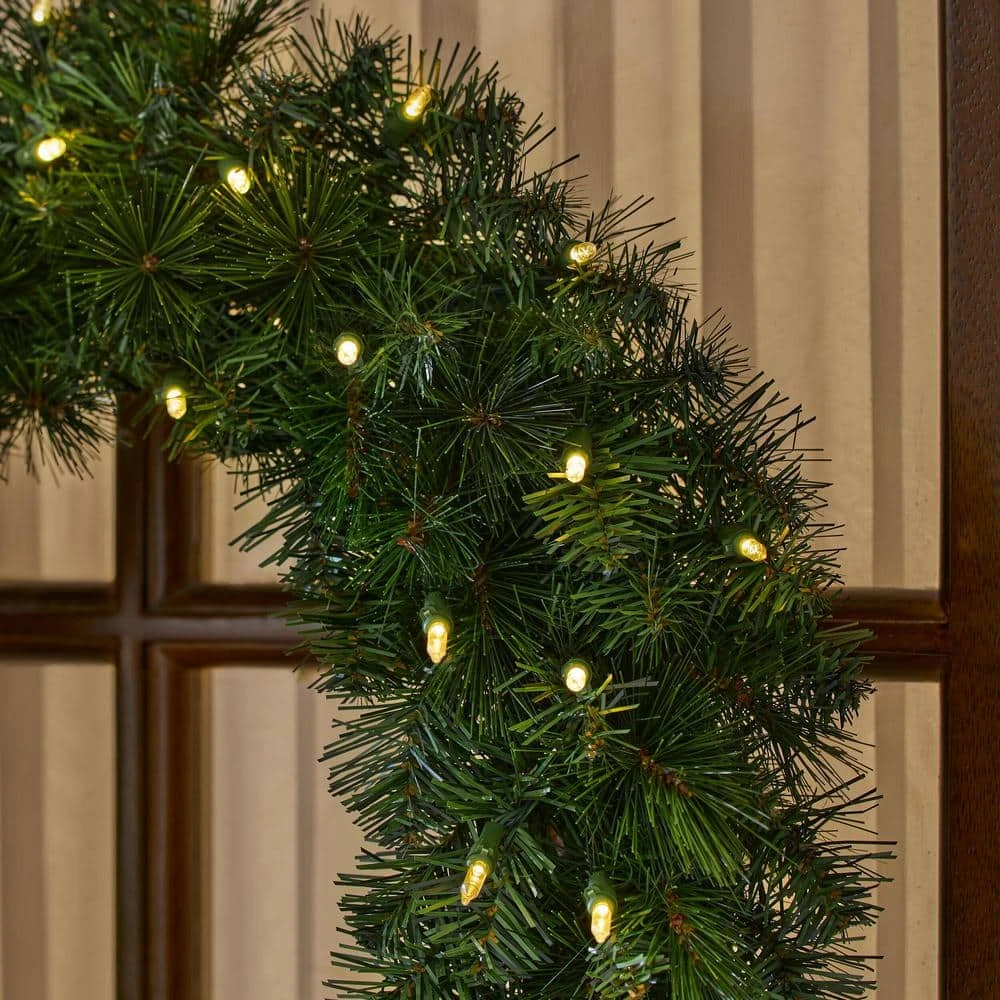 Home Accents Holiday 24 In. Wesley Long Needle Pine LED Pre-Lit Artificial Christmas Wreath (4 Pack) 6 Home Accents Holiday 24 In. Wesley Long Needle Pine LED Pre-Lit Artificial Christmas Wreath (4 Pack) - Image 4