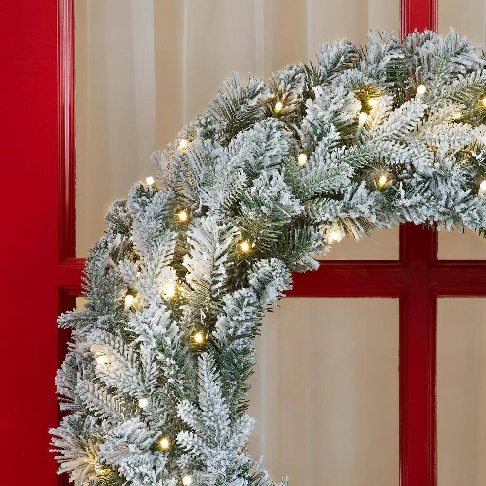 Home Accents Holiday 30 In Starry Light Battery Operated Flocked Frasier Fir LED Pre-Lit Artificial Wreath With Timer 7 Home Accents Holiday 30 In Starry Light Battery Operated Flocked Frasier Fir LED Pre-Lit Artificial Wreath With Timer - Image 5