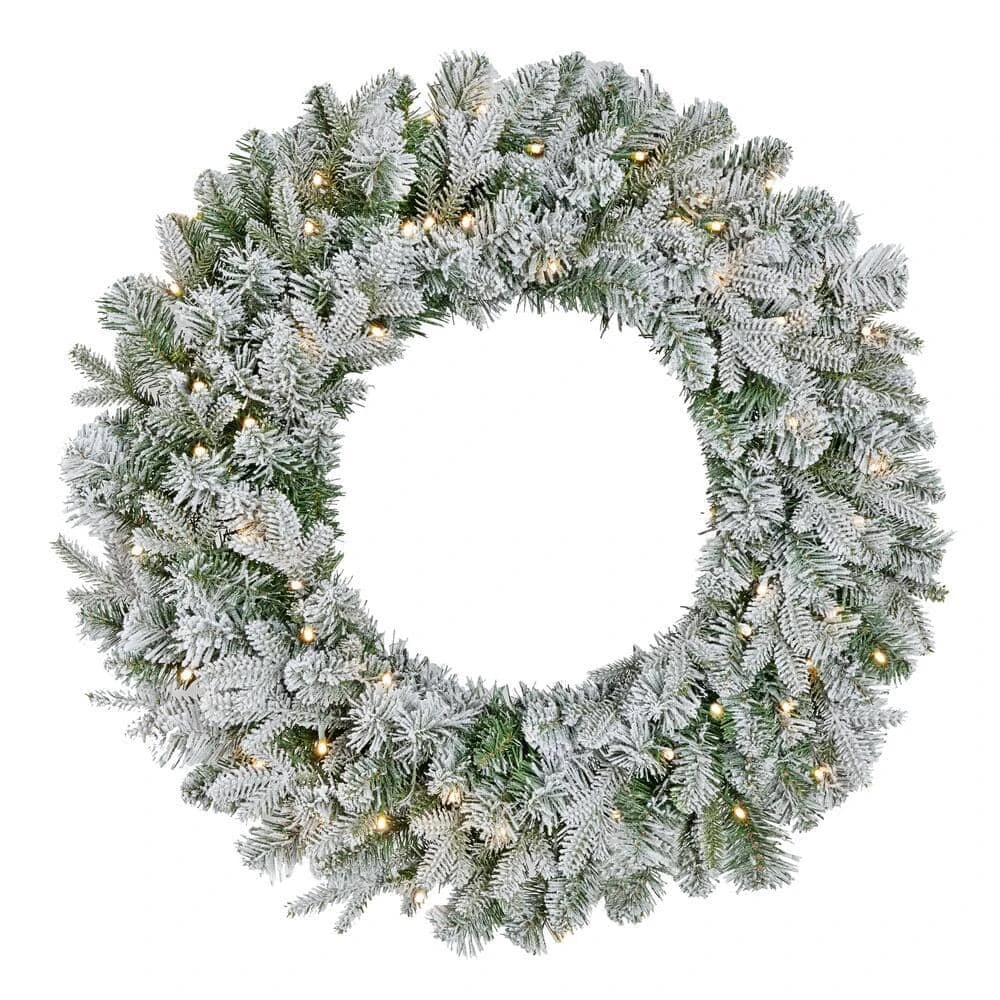Home Accents Holiday 30 In Starry Light Battery Operated Flocked Frasier Fir LED Pre-Lit Artificial Wreath With Timer 3 Home Accents Holiday 30 In Starry Light Battery Operated Flocked Frasier Fir LED Pre-Lit Artificial Wreath With Timer