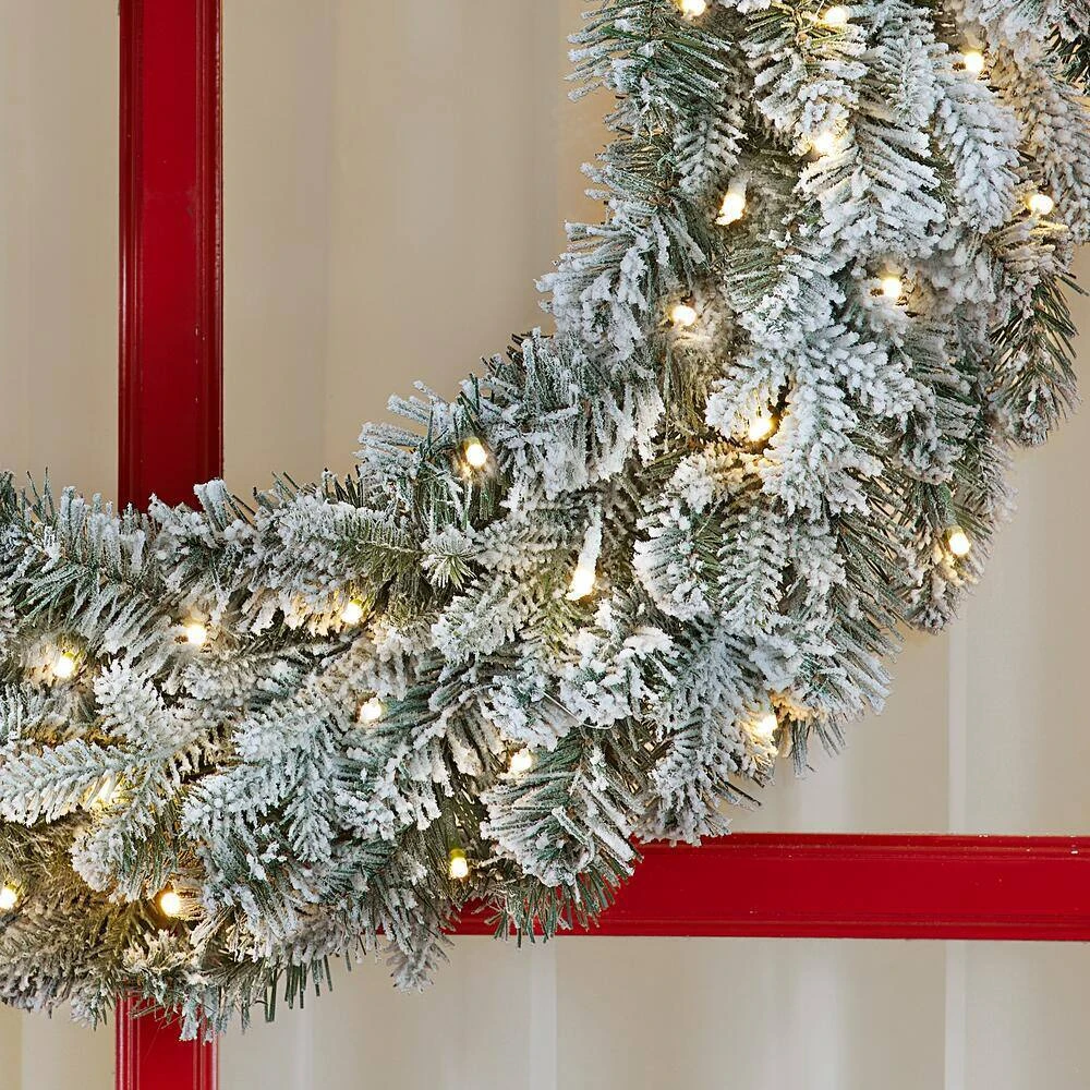 Home Accents Holiday 30 In Starry Light Battery Operated Flocked Frasier Fir LED Pre-Lit Artificial Wreath With Timer 8 Home Accents Holiday 30 In Starry Light Battery Operated Flocked Frasier Fir LED Pre-Lit Artificial Wreath With Timer - Image 6