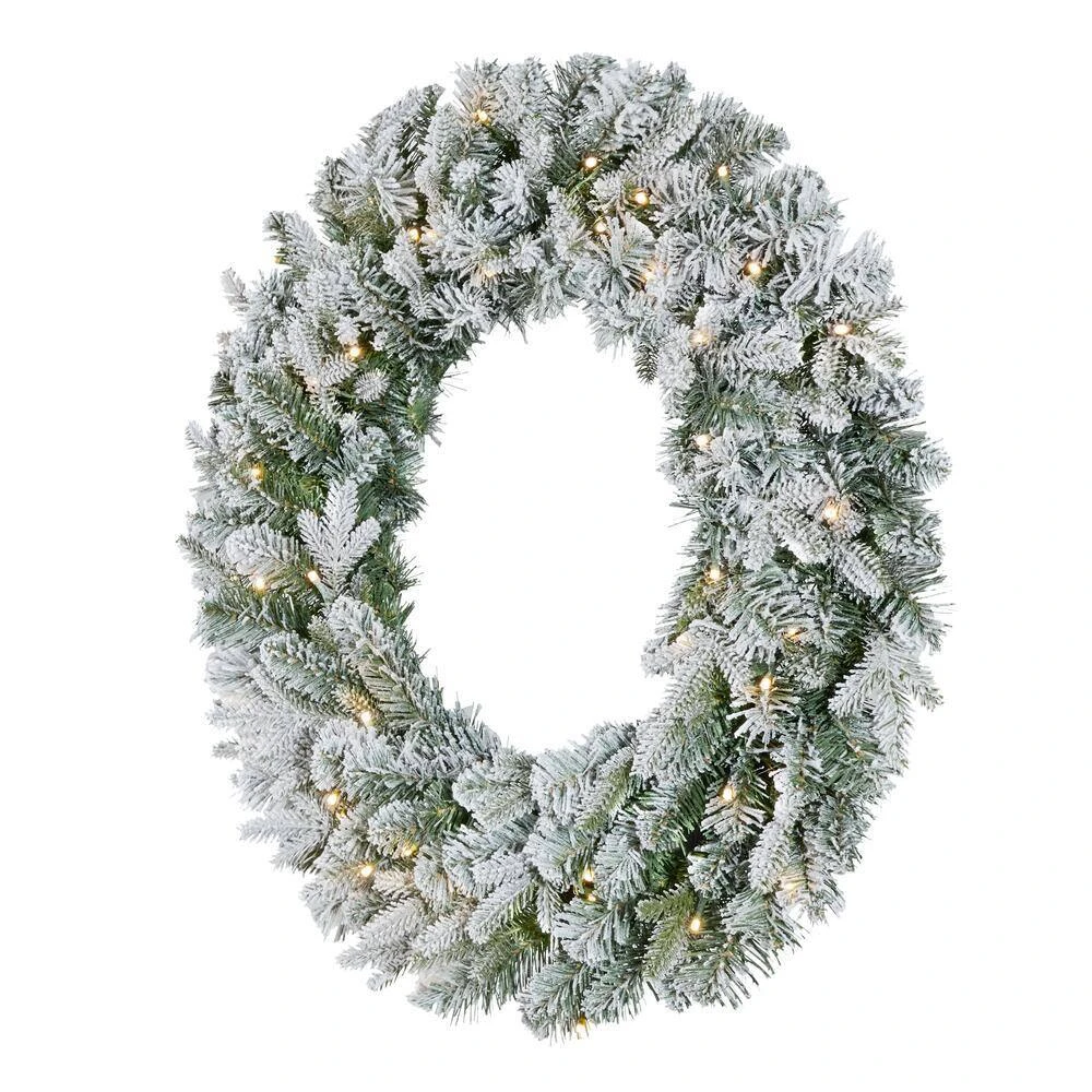 Home Accents Holiday 30 In Starry Light Battery Operated Flocked Frasier Fir LED Pre-Lit Artificial Wreath With Timer 6 Home Accents Holiday 30 In Starry Light Battery Operated Flocked Frasier Fir LED Pre-Lit Artificial Wreath With Timer - Image 4