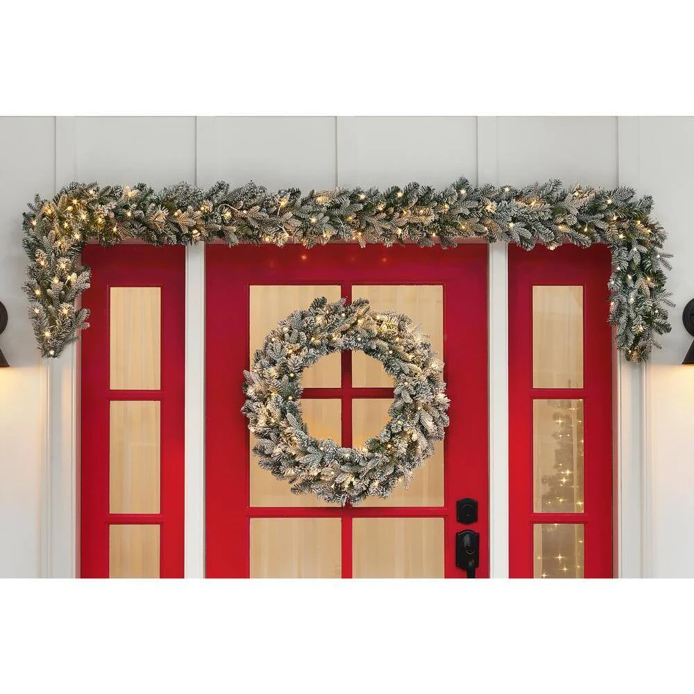 Home Accents Holiday 30 In Starry Light Battery Operated Flocked Frasier Fir LED Pre-Lit Artificial Wreath With Timer 4 Home Accents Holiday 30 In Starry Light Battery Operated Flocked Frasier Fir LED Pre-Lit Artificial Wreath With Timer - Image 2