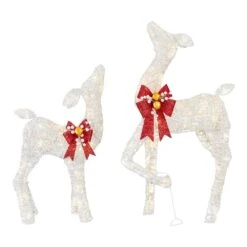 Home Accents Holiday 2-Piece Polar Wishes LED Deer Holiday Yard Decoration Y38