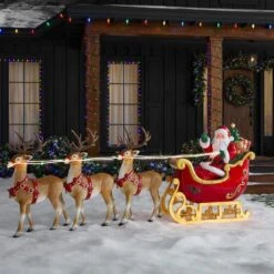 Home Accents Holiday 9 Ft. Giant-Sized LED Santa's Sleigh With Reindeer Holiday Yard Decoration Y9 -Christmas Decor Shop home accents holiday christmas yard decorations 25pa02782 e1 1000