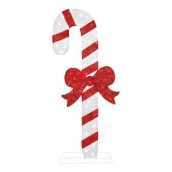 Home Accents Holiday 6 Ft. Icicle Shimmer Twinkling LEDCandy Cane With Red Bow Holiday Yard Decoration Y16