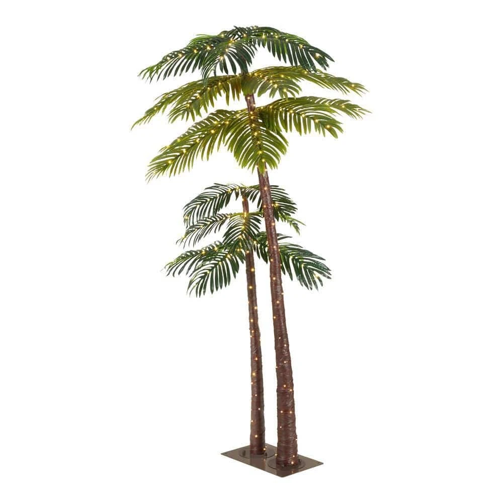 Home Accents Holiday 6 Ft. Coastal LED Double Palm Tree Holiday Yard Decoration Y54 5 Home Accents Holiday 6 Ft. Coastal LED Double Palm Tree Holiday Yard Decoration Y54 - Image 3