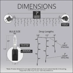 7 Ft. 70-Light M5 LED Cool White Twinkle Icicle Light Set -Christmas Decor Shop icicle lights 22016 1f 1000