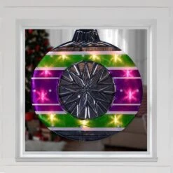Impact 15.5 In. Lighted Shimmering Purple Green White And Silver Ornament Christmas Window Silhouette Decoration -Christmas Decor Shop impact christmas window decorations 31421991 31 1000