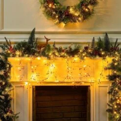 10. 8 Ft. Christmas Berry Garland String Light Beaded, 39 LED Decorative Prelit Garland For Fireplace Christmas Holiday -Christmas Decor Shop joyfy christmas garland 14115 b 44 1000