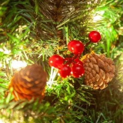 9Ft Christmas Garland Prelit With 50 Lights, Bristle, Pine Cones, Holly Berries -Christmas Decor Shop joyfy christmas garland 30074 b 44 1000