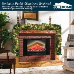 9Ft Christmas Garland Prelit With 50 Lights, Bristle, Pine Cones, Holly Berries -Christmas Decor Shop joyfy christmas garland 30074 b 4f 1000
