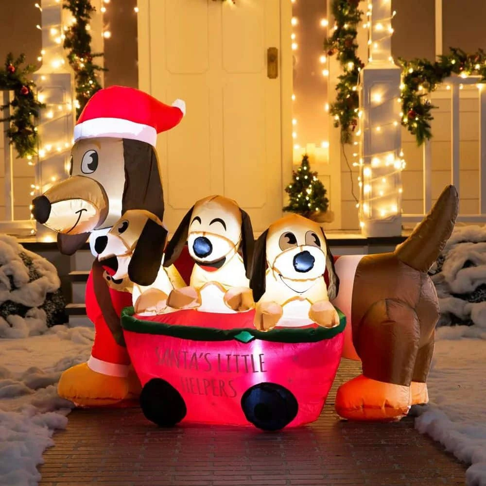 3.25 Ft H And 6.25 Ft W Long Christmas Puppy Inflatable With Built-in LEDs,Self-Inflatable For Dachshund Yard Decoration 10 3.25 Ft H And 6.25 Ft W Long Christmas Puppy Inflatable With Built-in LEDs,Self-Inflatable For Dachshund Yard Decoration - Image 8