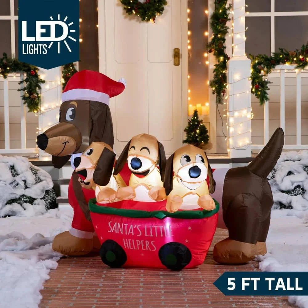 3.25 Ft H And 6.25 Ft W Long Christmas Puppy Inflatable With Built-in LEDs,Self-Inflatable For Dachshund Yard Decoration 5 3.25 Ft H And 6.25 Ft W Long Christmas Puppy Inflatable With Built-in LEDs,Self-Inflatable For Dachshund Yard Decoration - Image 3