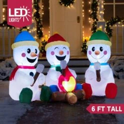 6ft Long Small Snowmen With Campfire Christmas Inflatable -Christmas Decor Shop joyfy christmas inflatables 31671 b 4f 1000