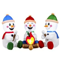 6ft Long Small Snowmen With Campfire Christmas Inflatable