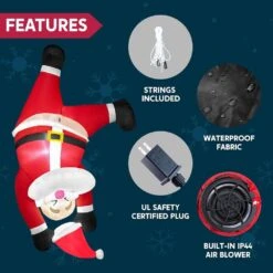 6 Ft. Tall Hanging Christmas Santa Inflatables Decoration, Upside Down Santa, Blow Up Yard Decoration With Built-in LED -Christmas Decor Shop joyfy christmas inflatables 32180 b 1f 1000