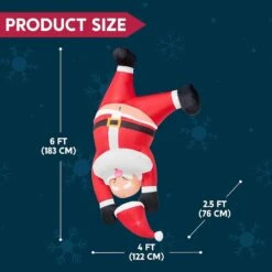 6 Ft. Tall Hanging Christmas Santa Inflatables Decoration, Upside Down Santa, Blow Up Yard Decoration With Built-in LED -Christmas Decor Shop joyfy christmas inflatables 32180 b 44 1000