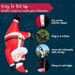 6 Ft. Tall Hanging Christmas Santa Inflatables Decoration, Upside Down Santa, Blow Up Yard Decoration With Built-in LED -Christmas Decor Shop joyfy christmas inflatables 32180 b 4f 1000