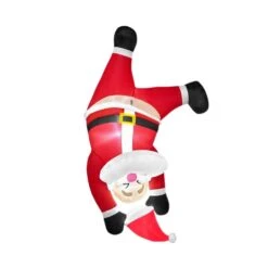 6 Ft. Tall Hanging Christmas Santa Inflatables Decoration, Upside Down Santa, Blow Up Yard Decoration With Built-in LED