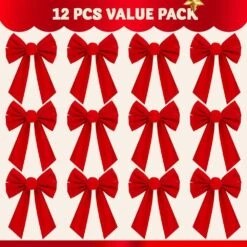 12 Pack Christmas Red Ornament Velvet Bows 13 In. Long By 9 In. Wide Decorative Christmas Bow, Wreath Garland Tree Decor 11 12 Pack Christmas Red Ornament Velvet Bows 13 In. Long By 9 In. Wide Decorative Christmas Bow, Wreath Garland Tree Decor -Christmas Decor Shop joyfy christmas ornament sets 15893 b 4f 1000