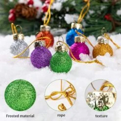 36 Piece 1 In. Christmas Mini Glitter Glass Balls Ornaments, Multicolor Xmas Hanging Ball For Christmas Tree Decoration -Christmas Decor Shop joyfy christmas ornament sets 31508 b 4f 1000