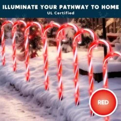 12 Piece Christmas Candy Cane Christmas Pathway Lights, 12 In. Christmas Stakes Lights -Christmas Decor Shop joyfy christmas pathway lights 30091 b 1f 1000