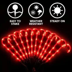 12 Piece Christmas Candy Cane Christmas Pathway Lights, 12 In. Christmas Stakes Lights -Christmas Decor Shop joyfy christmas pathway lights 30091 b 4f 1000