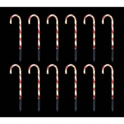 12 Piece Christmas Candy Cane Christmas Pathway Lights, 12 In. Christmas Stakes Lights